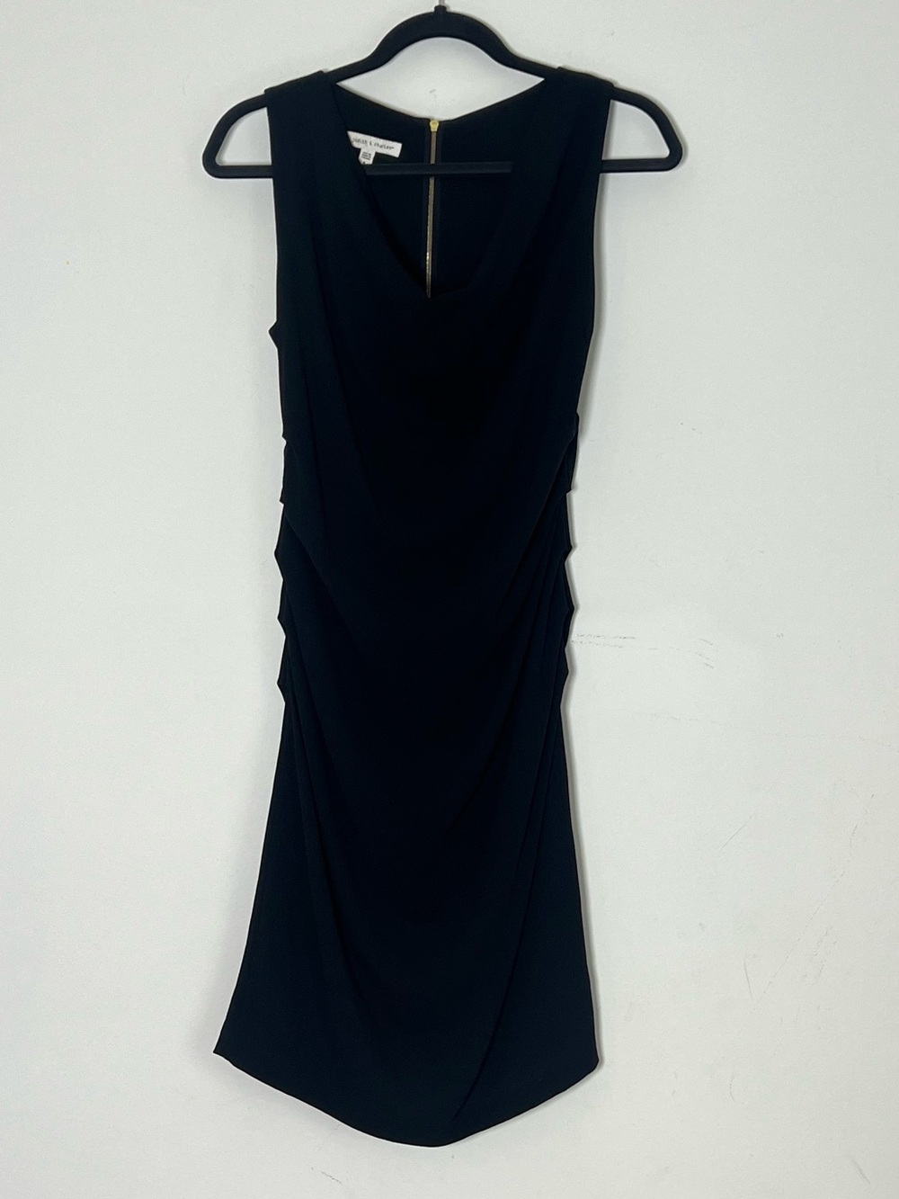 Judith & Charles Black Ruched Draped Sleeveless Cowl Neck Cocktail Dress